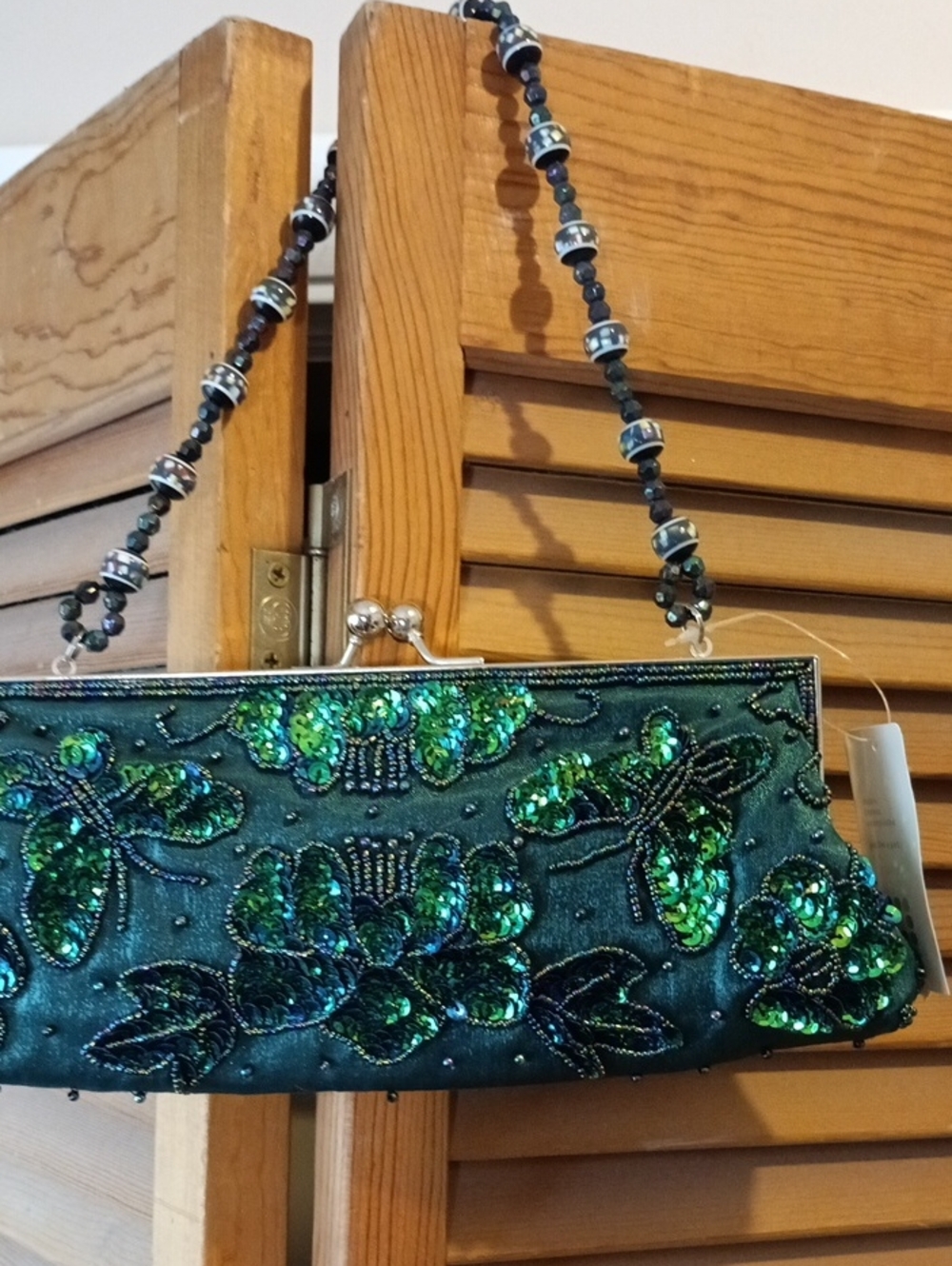 Apt. 9 Green Beaded Floral Sequin Evening Clutch